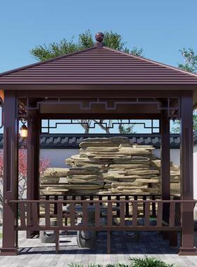 凉中外式凉亭别墅花园庭院四方铝合新金亭廊架仿古观景91223亭户