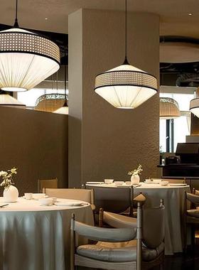 现简约餐厅灯餐饮餐饭厅桌灯艺术创意藤编灯日式酒代店86714工程