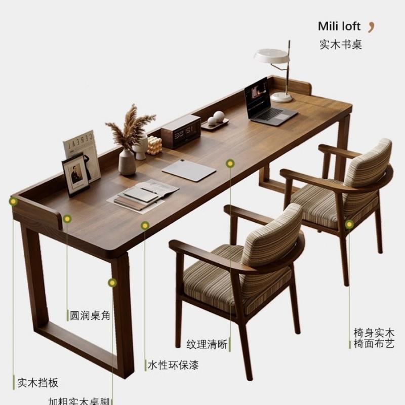 Sh靠墙书木桌实书桌J双KfmNa4xm人长方书桌复古学习桌长条桌简约