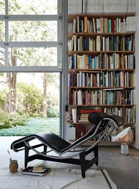 现代简单约黑色人躺椅午睡阳台52756家西计用轻奢设师LC4耶沙发