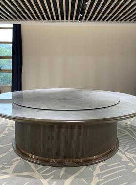 全实大木岩板餐桌椅组合中式家用10人61387圆形酒饭店理石圆新桌