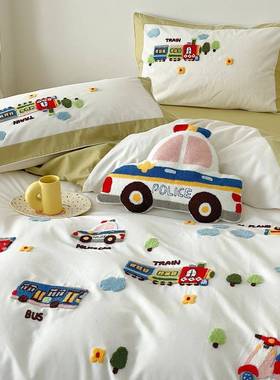 毛小车巾刺绣长绒棉39372磨毛四件套汽全卡通可爱棉儿童三件套