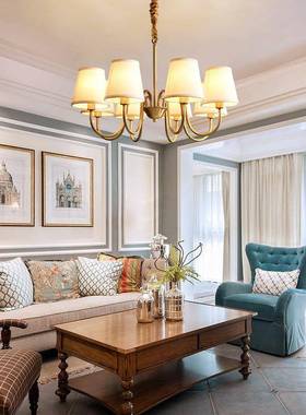 中山灯复古美23666式家全客铜灯厅现代简约卧室创意吊极简用田园