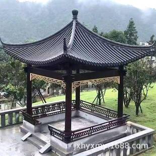 瓦户外防腐木六角双小青建凉亭室外文化长廊花园383木层屋古水榭