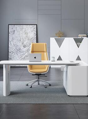 时尚单人办ZG-81905公桌白色烤漆书女桌士老板简约代现家用桌医美