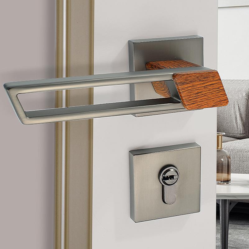 新中式门体室内锁轻奢静NHS音现代简约卧分室房间门锁木家用通用