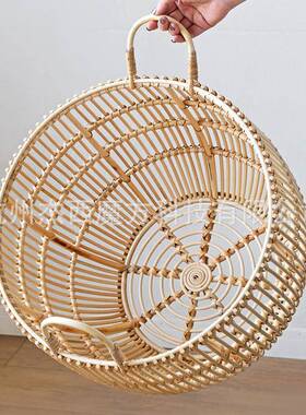全植物然藤手22048工格制作圆藤篮把手可活脏衣篮收纳篮自风动收
