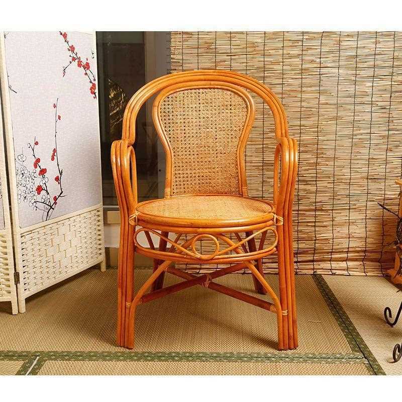 腾编织藤条休闲椅子矮藤椅靠背竹编小织成真老式老人编织成单人家