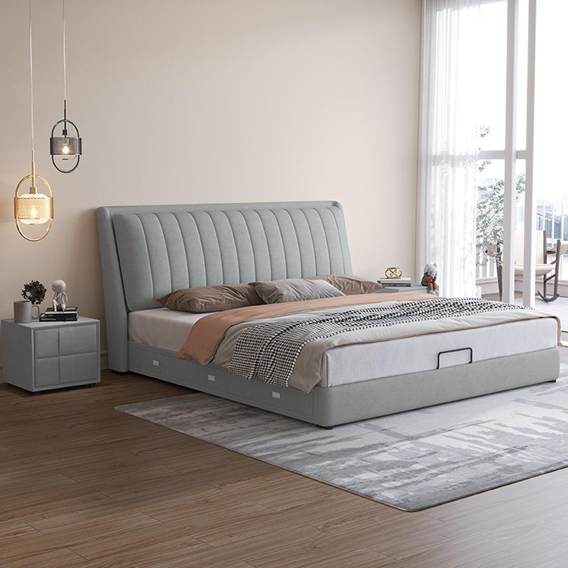 现代简约1.8米m双人布艺床气主卧大床1.软5大气靠压储物实木床