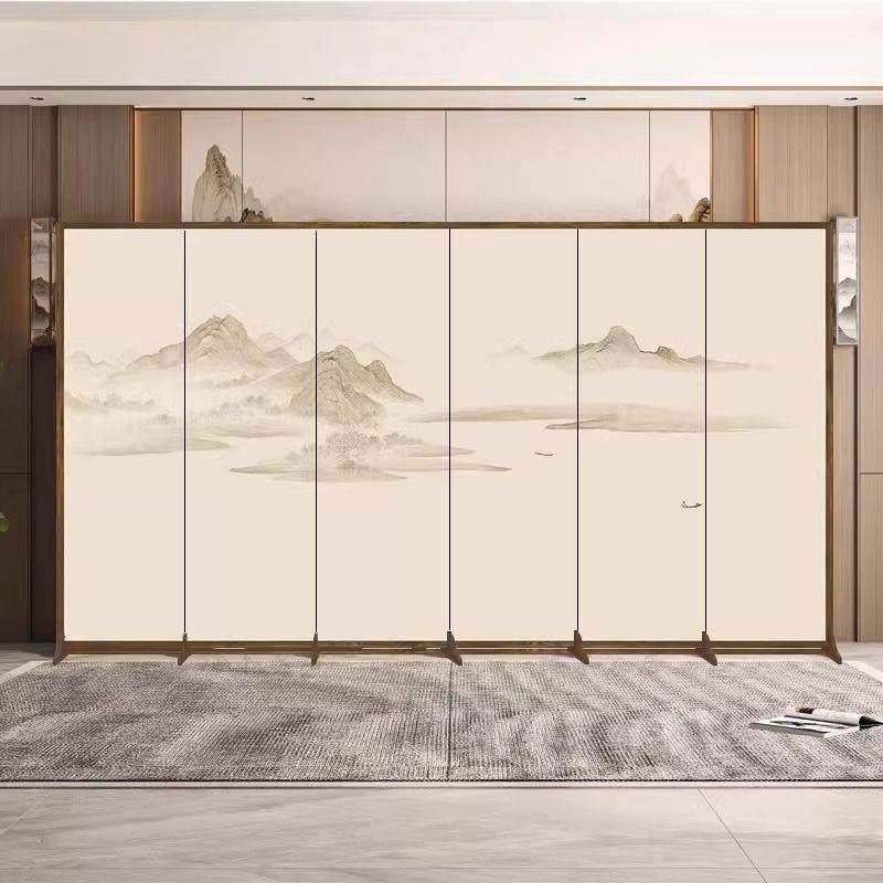 1981新式中屏风隔断客厅遮办挡公室客厅餐厅包玄关折叠间移动山水