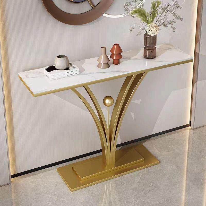 轻奢岩中式关现26672代入玄户桌子条几客约厅端简半圆岩板景台靠