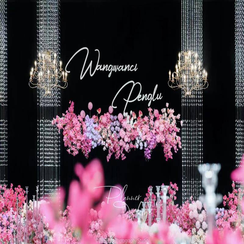 天台华串莲镂空婚庆晶水珠帘隔断断层珠珠UMR水链婚礼晶串吊顶线