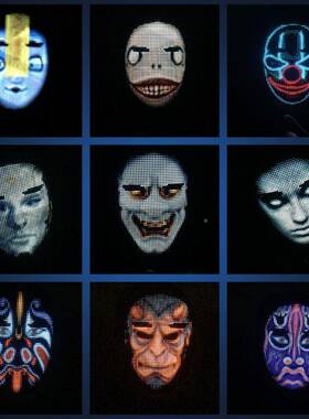 爆款全彩PP变脸智LEAD发光能显示屏具舞会搞怪鬼脸HT102535万圣面