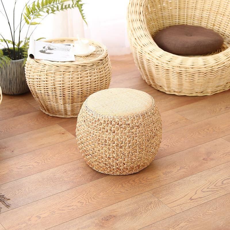 藤编矮凳圆凳工手编坐纳墩沙发茶几凳子家用客厅小板凳收草PBI家