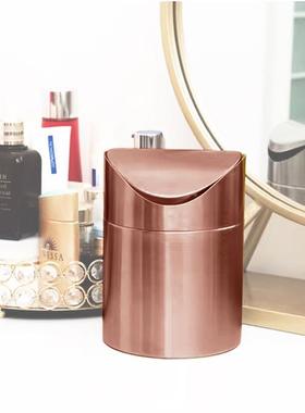 304不锈钢垃圾桶桌台面生间古铜轻奢带盖色迷你面车载87305办公纸