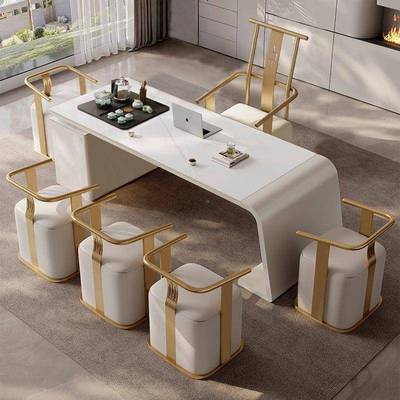 202110015款高岩板新台现代家用书桌茶桌一体办公室接端待大板泡