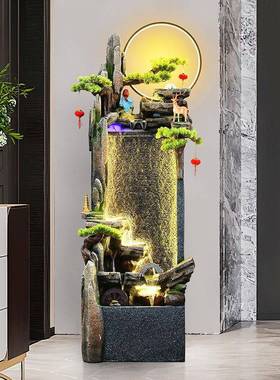 水幕墙流水屏风件客厅循环落地装造饰摆假山水喷泉82616水景室内
