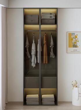 现代简约衣柜家用卧大橱衣实木轻奢物储柜组合对开83086室门书桌