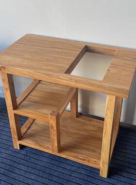 老榆木茶桌全实木大料茶柜轻奢角几简约63642几边茶道茶桌烧水水