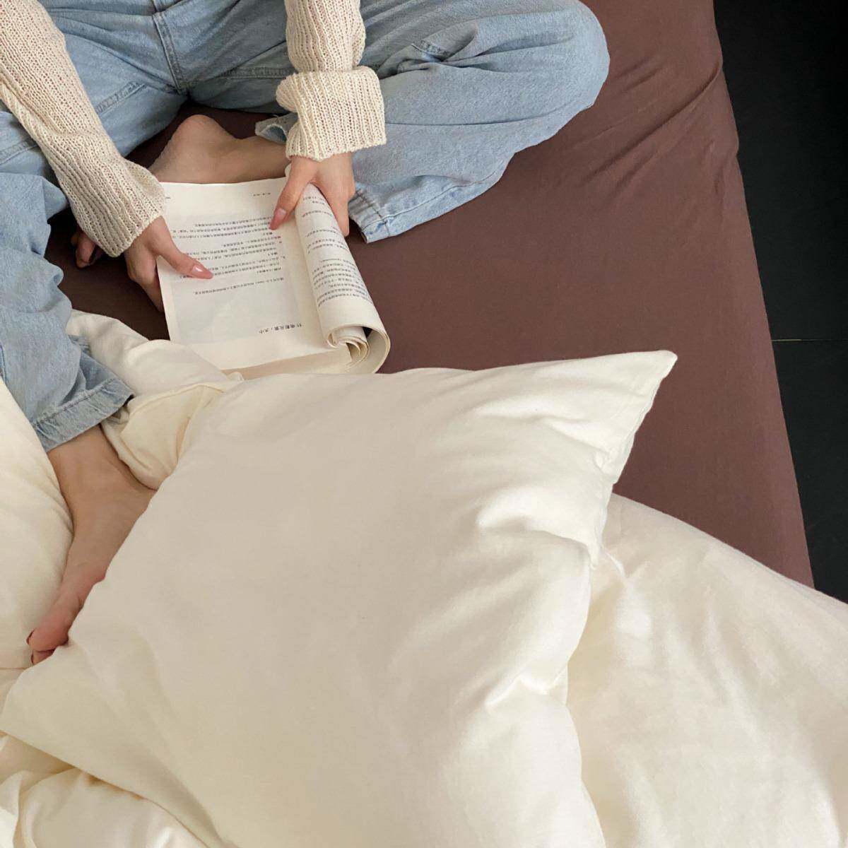 秋美拉德色系秋冬撞色纯棉棉针织四件套撞色拼色可水裸冬睡床洗上
