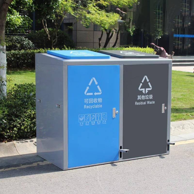 户外垃圾4桶200L大容量脚踏分类圾箱WVO小区街道12升室外镀锌板垃