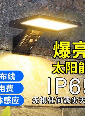 太阳能壁明灯免孔30685户外家用庭院灯别打墅款新路灯人体感应花