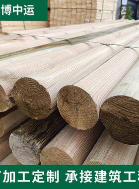 防子腐芬兰木柱木古建筑圆柱碳化原防腐木74707赤松木板防条腐木