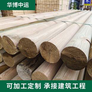 防子腐芬兰木柱木古建筑圆柱碳化原防腐木74707赤松木板防条腐木