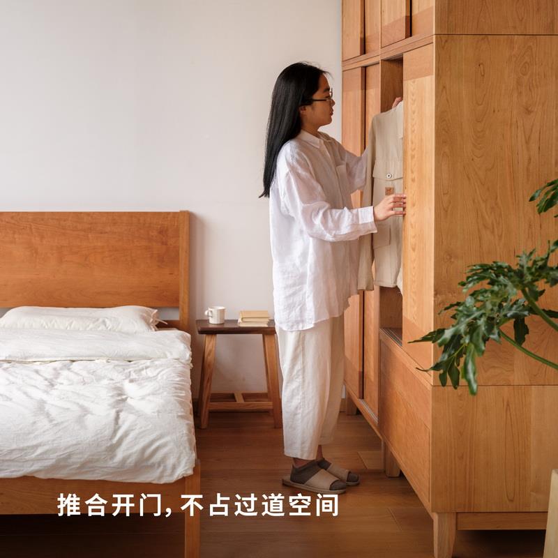 0JM用UMO树衣柜卧室家实木红橡黑胡木小F75H5HHT里户型衣桃橱推拉