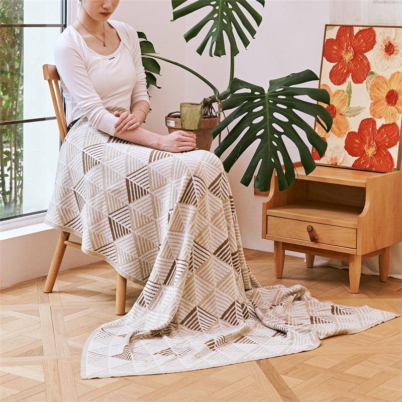 景纺KSP织色针织毯沙拼瑞盖毯软装家居搭毛毯发款苏纳