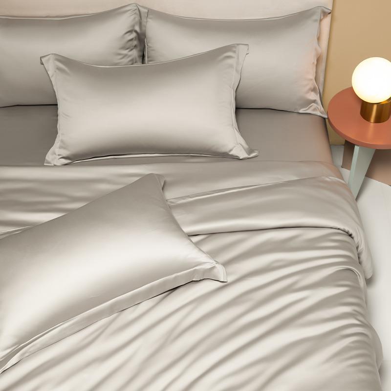 纯棉100支长绒棉纯色单四件套床被套床三笠款990220亲肤舒适宿舍