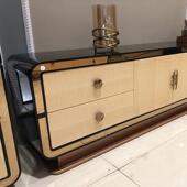 后现代意式 轻奢WOD电视漆柜木柜组合烤饰面可地移动客厅实家具