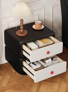 意式床轻简约现奢TNI代全实木质头柜创意儿童卧室皮环保奶油风床