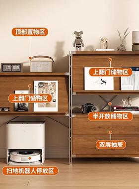 中古风餐边柜志柜木胡37409桃置物架落杂地多层发客厅沙扫地机器