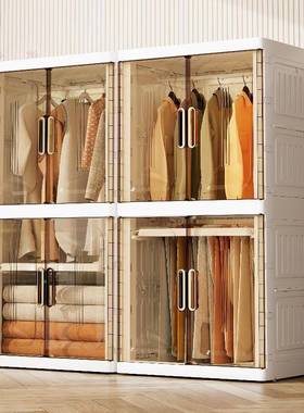 家用可10968折叠收纳多功能收透纳箱卧衣室柜服玩具衣柜多层明储