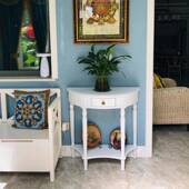 走桌子关台墙边桌玄关柜装 玄美式 985玄实木关桌廊半圆靠墙桌欧式