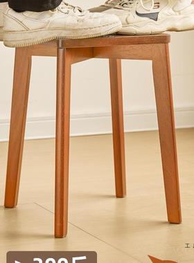 子用餐桌凳实木餐28572叠放小户凳型吃饭凳子简约方椅凳原木板凳