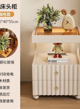 床头柜边实木约简现代家用卧室储物边柜小型床置81081物架收纳柜