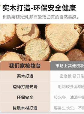 全实梳木梳妆收纳柜化妆台台代简约卧室现翻盖妆桌书桌ZZH化妆桌