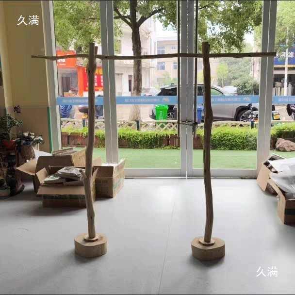 木质树枝落式衣帽架干去子皮实木挂衣架衣服地服装店展示架ZIF挂