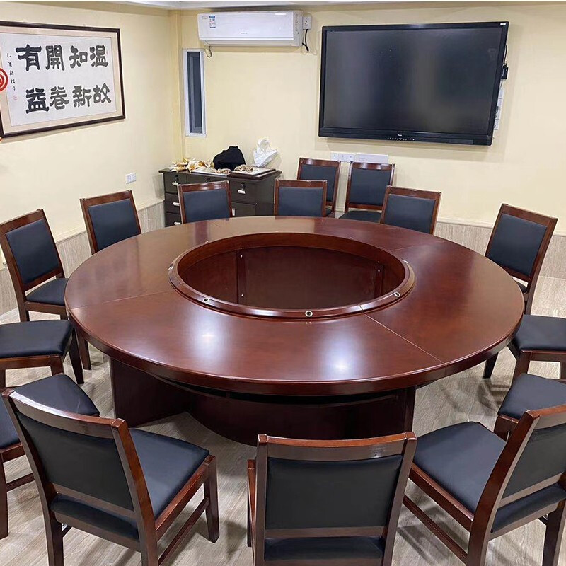 圆形会议桌多人开会桌大型会议桌办公桌贴木皮会议台loft现代