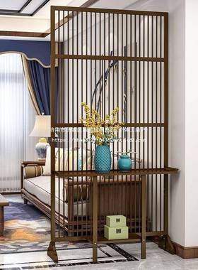 新中式架入户玄关柜客厅挡隔断屏遮风置代物简约现79607进门格栅