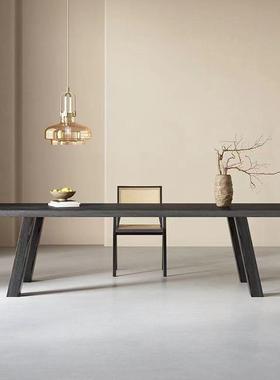 极简原木办代公黑色全实木长桌现议会S-CZ2311桌洽桌谈桌客厅大板