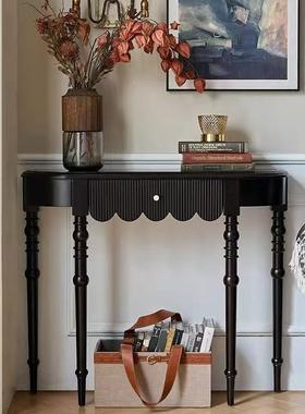 法PJC式关复古实木玄柜入户正对门小户隔型柜断黑色客厅走廊边柜