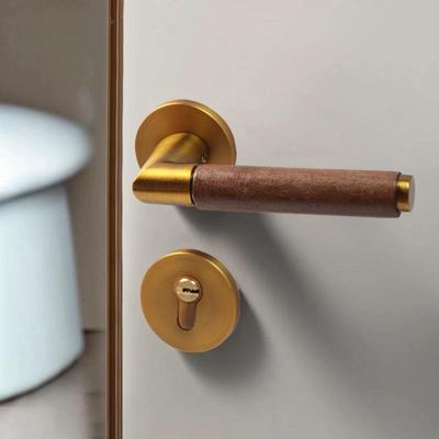 胡桃木静锁木门LGS锁家用门房门锁室内浴室卧把室门手磁吸音复古