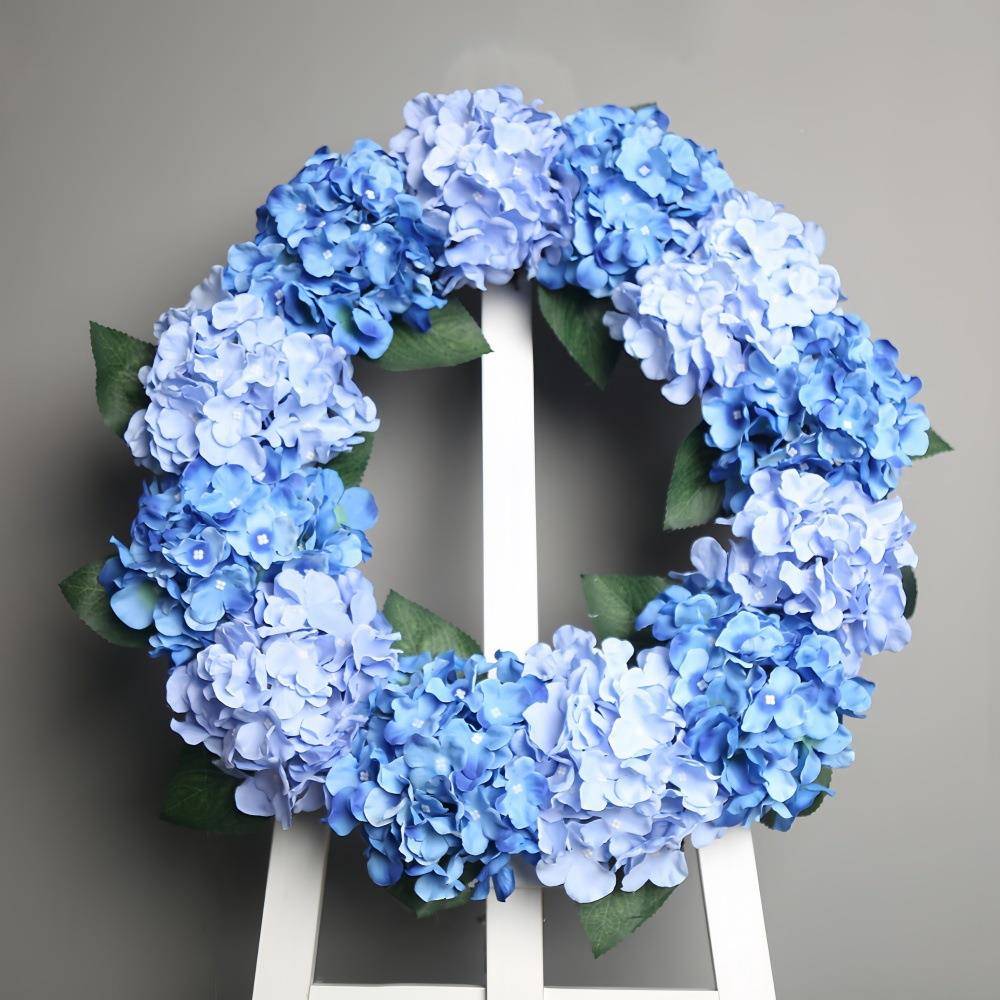厂家花环挂件真花墙挂欧客式绣球花环蓝仿色装饰修厅装XJU门挂饰
