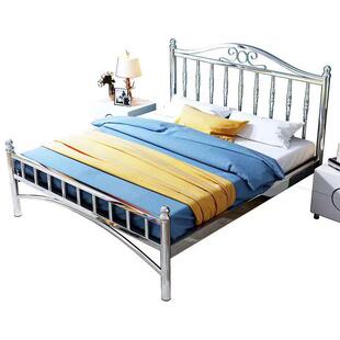 加厚加粗304不锈钢床家用1米5双人床出租房公寓床架1.2米公寓床