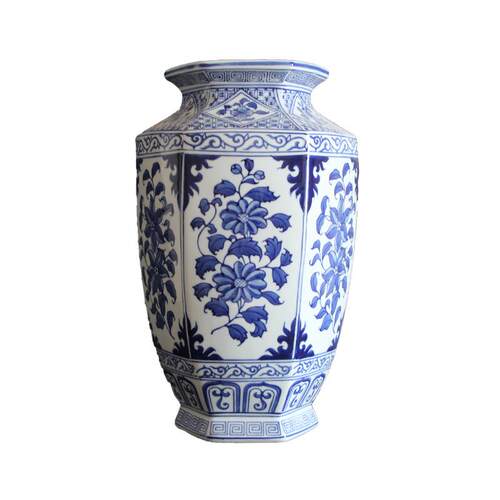 青花瓷花瓶中式样板房间售楼处客厅玄关陶瓷花器花瓶软装饰品摆件