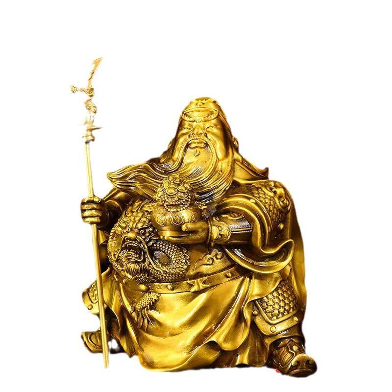 铜卡通关公黄铜摆件金钱聚盆关公开业客厅关二爷财神工艺品关羽
