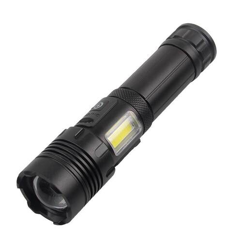 XHP70强光USB充电COB红光侧灯伸缩变焦输出手机充电手电筒